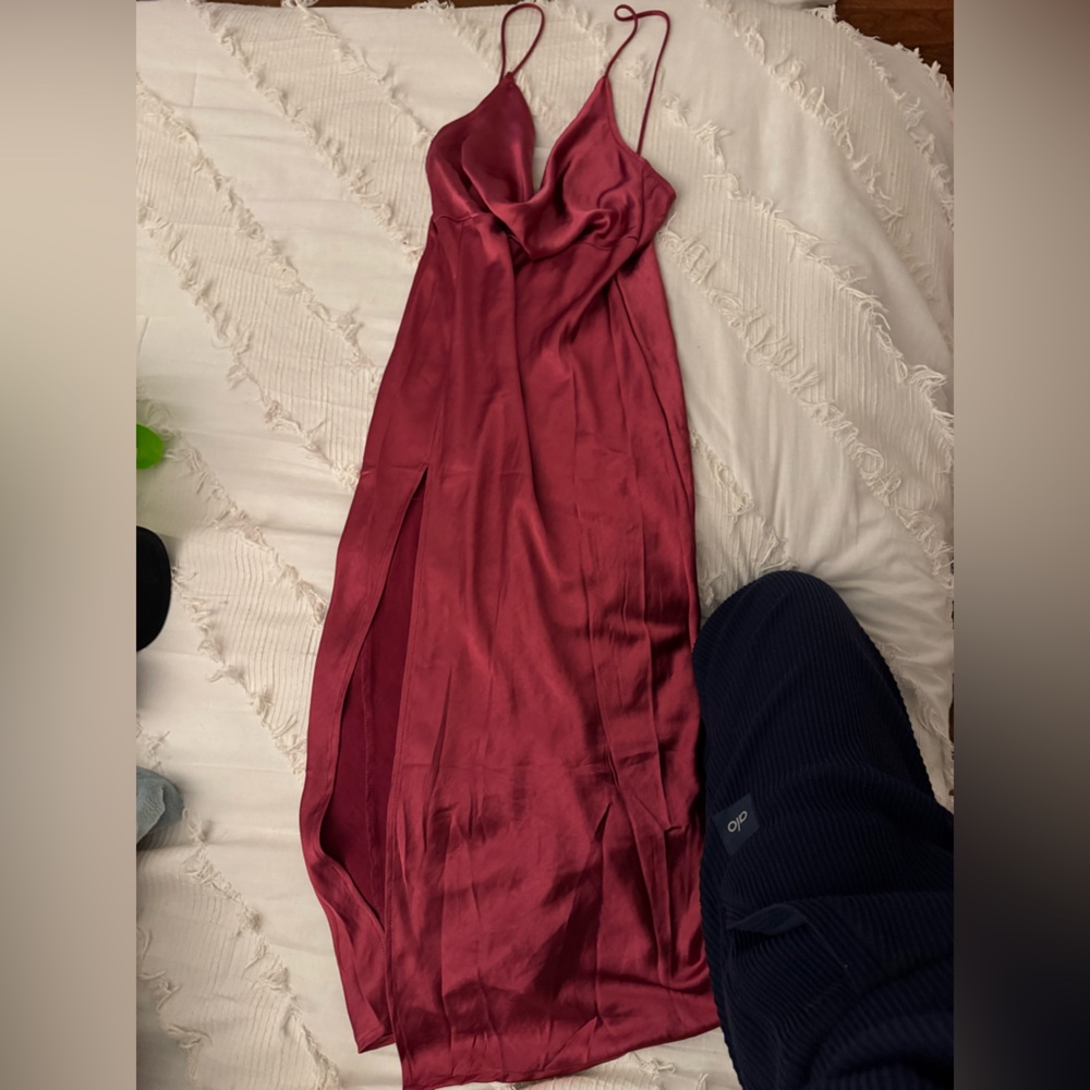 COWL NECK SATIN DRESS